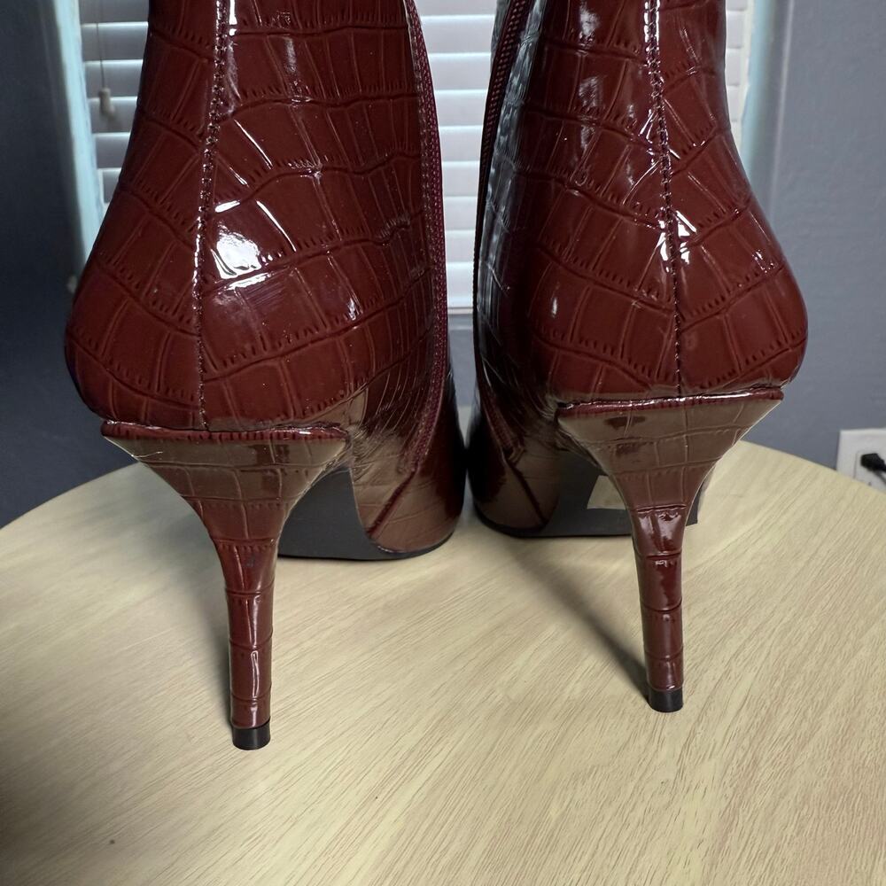 Princess Polly Alexx Knee High Boots, Burgundy, US 9 - Picture 5 of 8